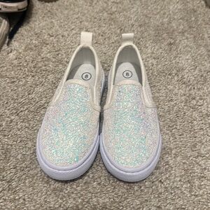 Never worn cat and Jack white sparkle shoes